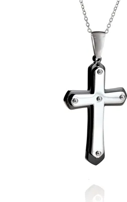 Produktbild von Karisma Edelstahl Kreuz Anhänger mit Schwarzer Beschichtung und Edelstahl Kette - YSP260.B - 45.0 Zentimeter