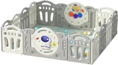 Produktbild von Livista Baby Laufstall – 160x153x49cm – 12+2 Paneele – Faltbarer Laufstall – Mit Saugnäpfen – Inkl. Krabbeldecke &