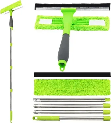 Image de Kit de nettoyage 2-en-1 pour un nettoyage efficace et sûr des vitres, avec un système télescopique