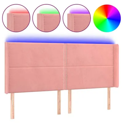 Obrázok produktu pre vidaXL LED čelo postele ružové 203x16x118/128 cm Velvet