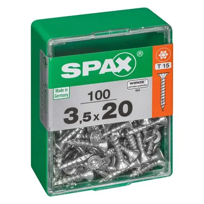 Produktbild von 100er-Pack SPAX-Stahlschrauben mit flachem Senkkopf, Durchmesser 3,5 mm x Länge 20 mm