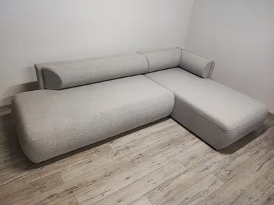 Obrázek produktu pro Šedá rohová sedací souprava Cloud 289 × 187 cm – rozkládací, bouclé, úložný prostor, vlnité pružiny | Pravá