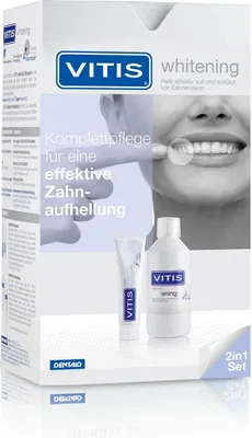 Produktbild von Vitis whitening 2in1 Pflegeset Zahnpasta + Mundspülung