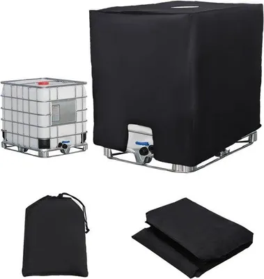 Productafbeelding van IBC-containerhoes 1000 liter - waterdichte, UV-bestendige afdekking, zwart
