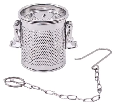 Teesieb aus Edelstahl mit Kettenhaken, 1 Stück, silber