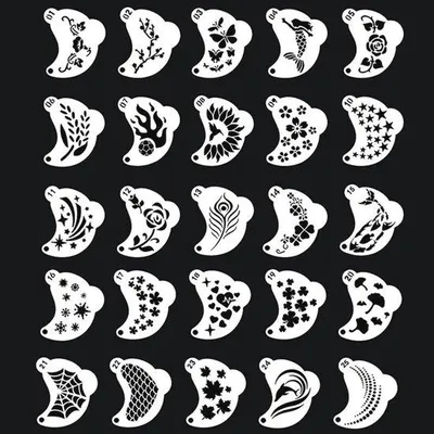 Produktbild von Famanu Stencils für Gesichtsmake-up und temporäre Tattoos - 25 Stück