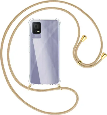Produktbild von Handykette Backcover-Schutzhülle mit Band (Metall goldfarben) für TCL 405 (T506D, 6.6'') - caramel
