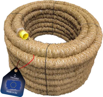 Produktbild von tecuro Drainagerohr 10 Meter - DN 50, flexibel, gewellt und geschlitzt, mit Kokosumflechtung, PVC-U, DIN 1187