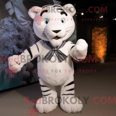 Produktbild von Maskottchen REDBROKOLY eines weißen Tigers mit Tanktop und Fliege