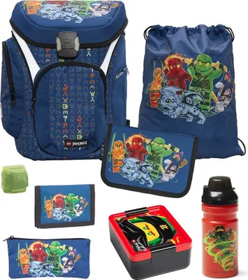 Produktbild von Lego Ninjago Schulranzen 1.Klasse für Jungen und Mädchen 8-teilig mit Brotdose und Trinkflasche