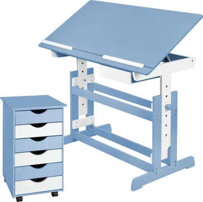 Produktbild von tectake® Schreibtisch und Rollcontainer mit 6 Schubladen pflegeleicht