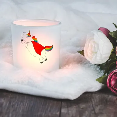 Produktbild von Mr. & Mrs. Panda Windlicht Glas Einhorn Geburtstag - Transparent - Geschenk, Einhörner, Unicorn, Deko, Teelichthalter, Kerzenhalter, Garten, Geburtstagsgeschenk, Freundin