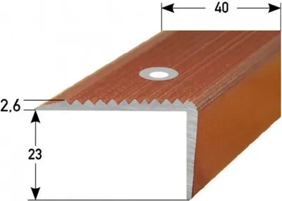 Produktbild von Treppenkante / Treppenkantenprofil / Winkelprofil (Größe 23 mm x 40 mm) aus Aluminium, mit abriebfester Spezialemaillierung, gebohrt, von Auer Metall-silbermetallic-2700