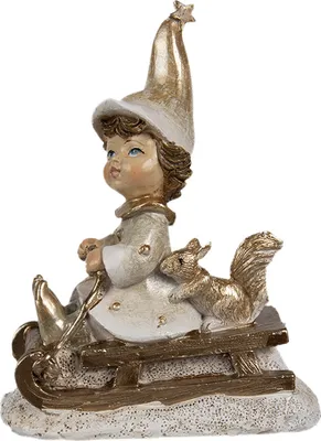 Produktbild von Clayre & Eef Dekorationsfigur Zwerg 11 cm Beige Polyresin