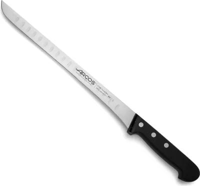 Produktbild von Schinkenmesser Arcos Universal 281901 aus Nitrumstahl, mit Mango aus Polyoxymethylen und 28 cm Klinge im Karton.