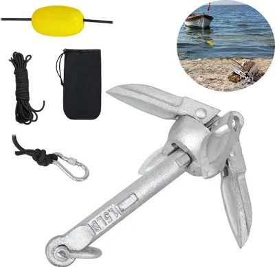 Image de XMTECH 0,7KG Ancre pliante Ancre pliante Dragons pliants acier galvanisé avec 10m de corde Ancre de bateau Pour SUP Paddle Board Kayak Canoe Motorboat Present