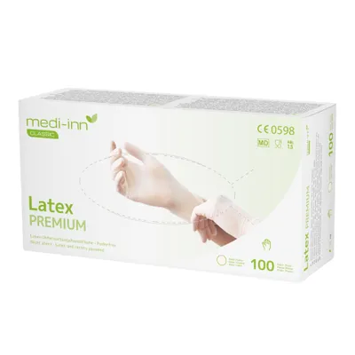 Zdjęcie produktu dla 100 Rękawice Medi-Inn Medi-Inn®, lateksowe, bezpudrowe, rozmiar Premium S 93004