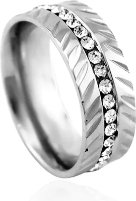 Produktbild von Ring Edelstahl Damen Partnerring Ehering Trauring Zirkonia Kristall Strass Verlobungsring Herren Bandring silber 52 - Ø 16,64 mm