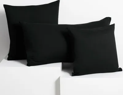 Produktbild von 2 Kissenbezüge Jersey Baumwolle Reißverschluss Schwarz - 20 x 145 cm