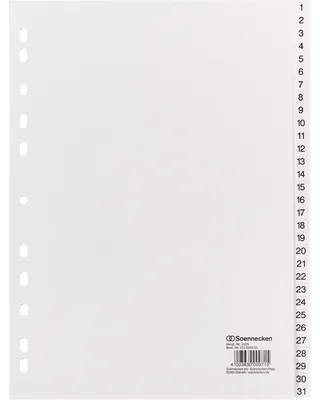 Obrázek produktu pro Soennecken Register 2125 DIN A4 1-31 volle Höhe PP weiß