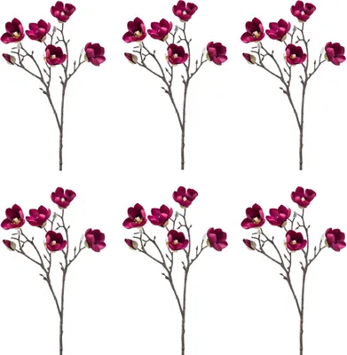 Produktbild von 6er Set künstliche Magnolien mit 5 Blüten pink  H. 65cm Emerald Kunstblumen