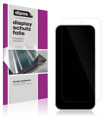 A product package for screen protectors is shown next to a smartphone with a screen protector applied.