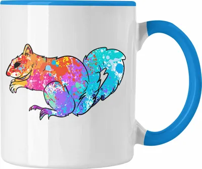 Produktbild von Trendation - Bunte Eichhörnchen Tasse Geschenk für Natur- und Tierliebhaber (Blau)