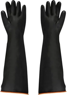 Immagine prodotto di Guanti in lattice resistenti agli agenti chimici - Resistenti agli acidi e agli alcali - Sicurezza industriale - Guanti protettivi lunghi - Nero - 1 paio