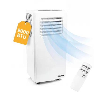 Produktbild von Mobiles Klimagerät - 9.000 BTU - 3-in-1 - Entfeuchtet, Kühlt, Ventiliert - Bis zu 34 m² - Fensterkit inklusive - AC-5530 - Tristar
