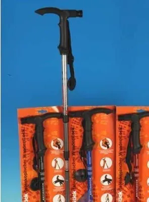 Produktbild von Wanderstock, Teleskopstock, Spazierstock, Treckingstock mit Dämpfung-Höhenverstellbar, mit hellem LED- Licht