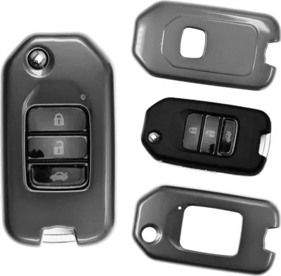 Produktbild von Auto Schlüssel Kunststoff Hülle ABS Plastik Schutz Cover Grau kompatibel mit Honda Civic Jazz CR-V HR-V NSX Klappschlüssel