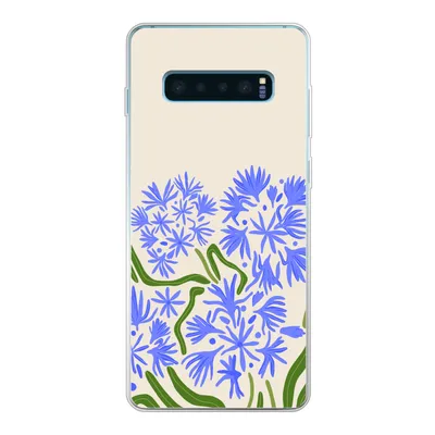 Produktbild von MuchoWow® Handyhülle Schutzhülle Hülle für Samsung Galaxy S10 Lite Blume - Blau - Blatt - Einfach Silikon Softcase Handy Hülle - Schutz