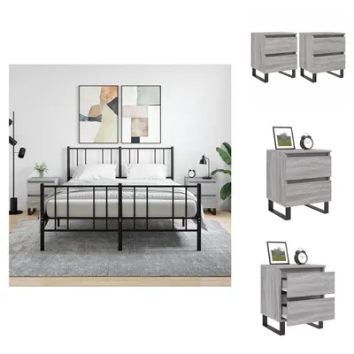 Immagine prodotto di vidaXL Comodini 2 pz. Grigio Sonoma 40x35x50 cm Materiale a base di legno - Comodini