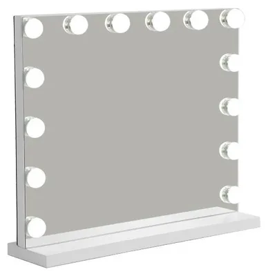 Image de ZMH Miroir de maquillage Miroir cosmétique à intensité variable 50x40cm Miroir avec éclairage LED 3 modestactile Miroir de table pour coiffeuse Blanc