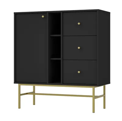 Produktbild von IROS 3 Kombi-Kommode – Graphitschwarz/Gold