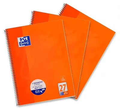 Produktbild von Oxford Collegeblock A4 liniert mit Doppelrand 80 Blatt orange 3 Stück