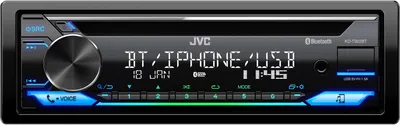 Obrázek produktu pro JVC KD-T922BT Autorádio s CD, MP3/WMA/WAV/FLAC z USB,  FM/AM tuner, volitekná barva podsvícení, AUX, USB, Bluetooth, 4x50W, RDS, Bass Boost, linkový výstup