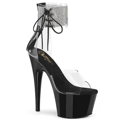 Obrázok produktu pre ADORE-724RS Dámske sandále značky Pleaser, transparentný čierny lak, EU 36, US 6