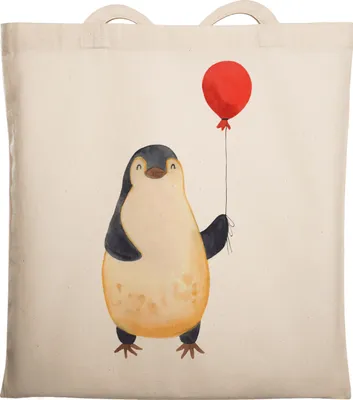 Produktbild von Mr. & Mrs. Panda Schultasche Pinguin Luftballon - Transparent - Geschenk, Tote Bag, canvas tasche, Geschenkidee, Kirmes, Glück, Laptoptasche, Jahrmarkt, Einkaufstasche