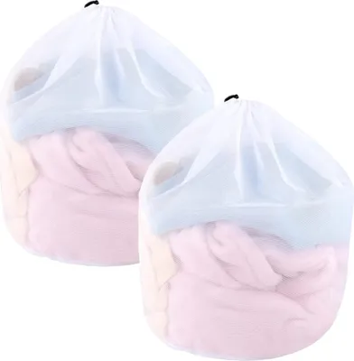 Produktbild von 2 Stücke Wäschenetz für Waschmaschine, 40 x 30cm Wäschesack Wäschebeutel Wäschenetz Klein mit Kordelstopper Wiederverwendbar für Unterwäsche Babywäsche Socken