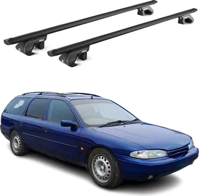 Image de Barres de toit transversales pour Ford Mondeo Break 1993-2014 Alu Noir 2x ABE