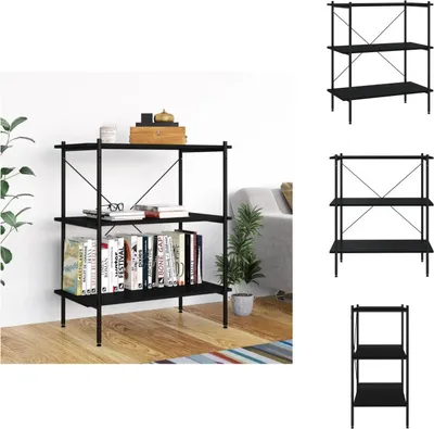 Obrázok produktu pre vidaXL Regál s 3 policami čierny 80x40x92 cm - Regály a knižnice