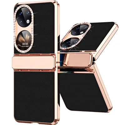 Obrázek produktu pro Pouzdro pro Huawei P50 Pocket lesklé a diamantovým galvanizované kryt s ochranou pantu černé