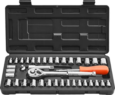 Immagine prodotto di Set di bussole, 39 pezzi, set di bussole e cricchetti da 9,5 e 6,4 mm, misure SAE e metriche, kit di attrezzi meccanici con chiave a cricchetto, accessori, custodia, acciaio legato CR-V, per riparazioni automobilistiche