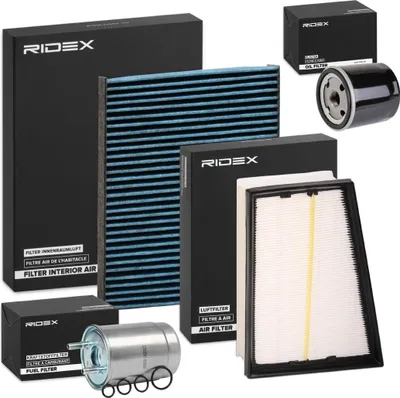 Produktbild von RIDEX Filterset Inspektionspaket Filtersatz für RENAULT Scénic III (JZ0/1) GRAND SCÉNIC III (JZ0/1)