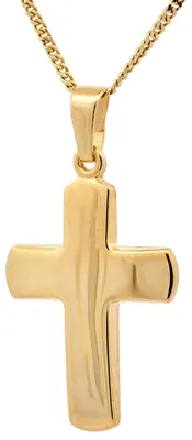 Produktbild von Gold Anhänger Kreuz mit Goldkette massiv 585 - 14 Karat Gold 36 cm