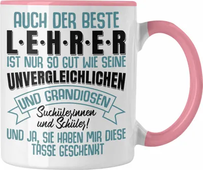 Produktbild von Trendation - Lehrer Geschenk Tasse Abschied Abschiedsgeschenk für Lehrer Abi Abitur Geschenkidee (Rosa)