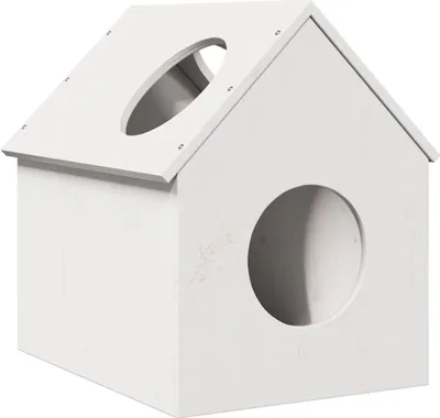 Produktbild von Katzenhaus Weiß 41x50x50 cm Massivholz Kiefer