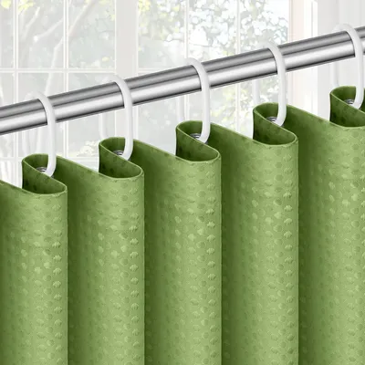 Produktbild von Duschvorhang 180x180 cm, Polyester, wasserdicht, schimmelfest, 12 Haken, grün, für Badezimmer