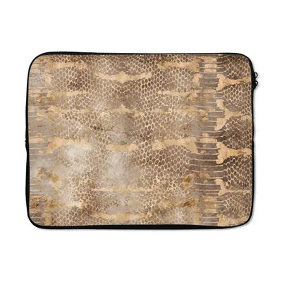 Produktbild von MuchoWow® Laptop Hülle 17 Zoll Laptoptasche Tiermuster - Schlange - Gold - Schick - Zipper - Schutzabdeckung